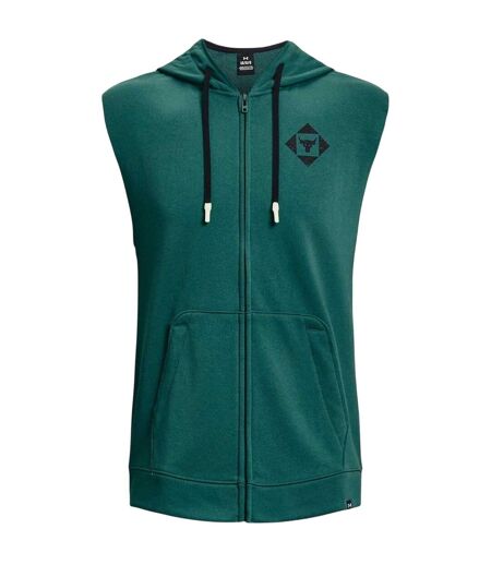 Mens Project Rock Graphic Print Hooded Sleeveless Hoodie Green Under Armour