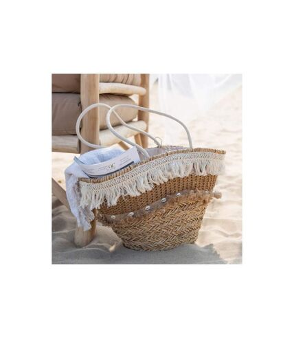 Panier de Plage Rotin Coquillages 48cm Naturel