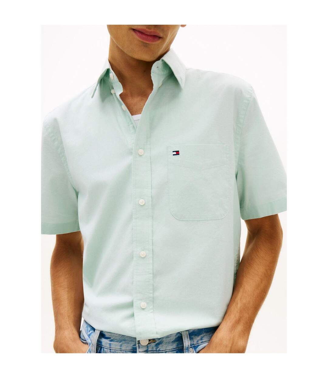 Chemise Manches Courtes Homme Menthe Tommy Hilfiger-3