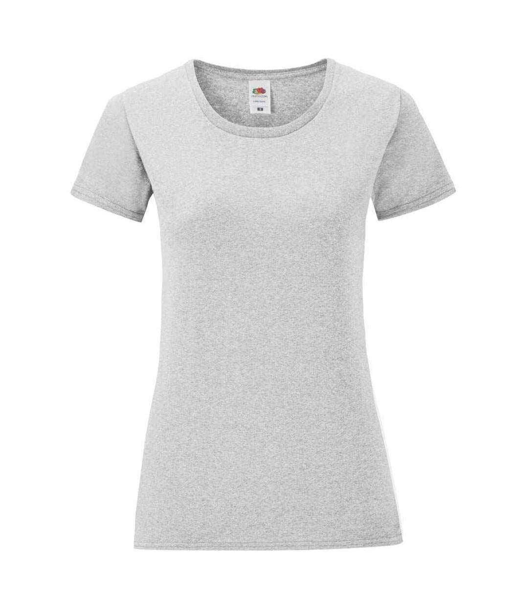 T-shirt iconic femme gris clair chiné Fruit of the Loom-1