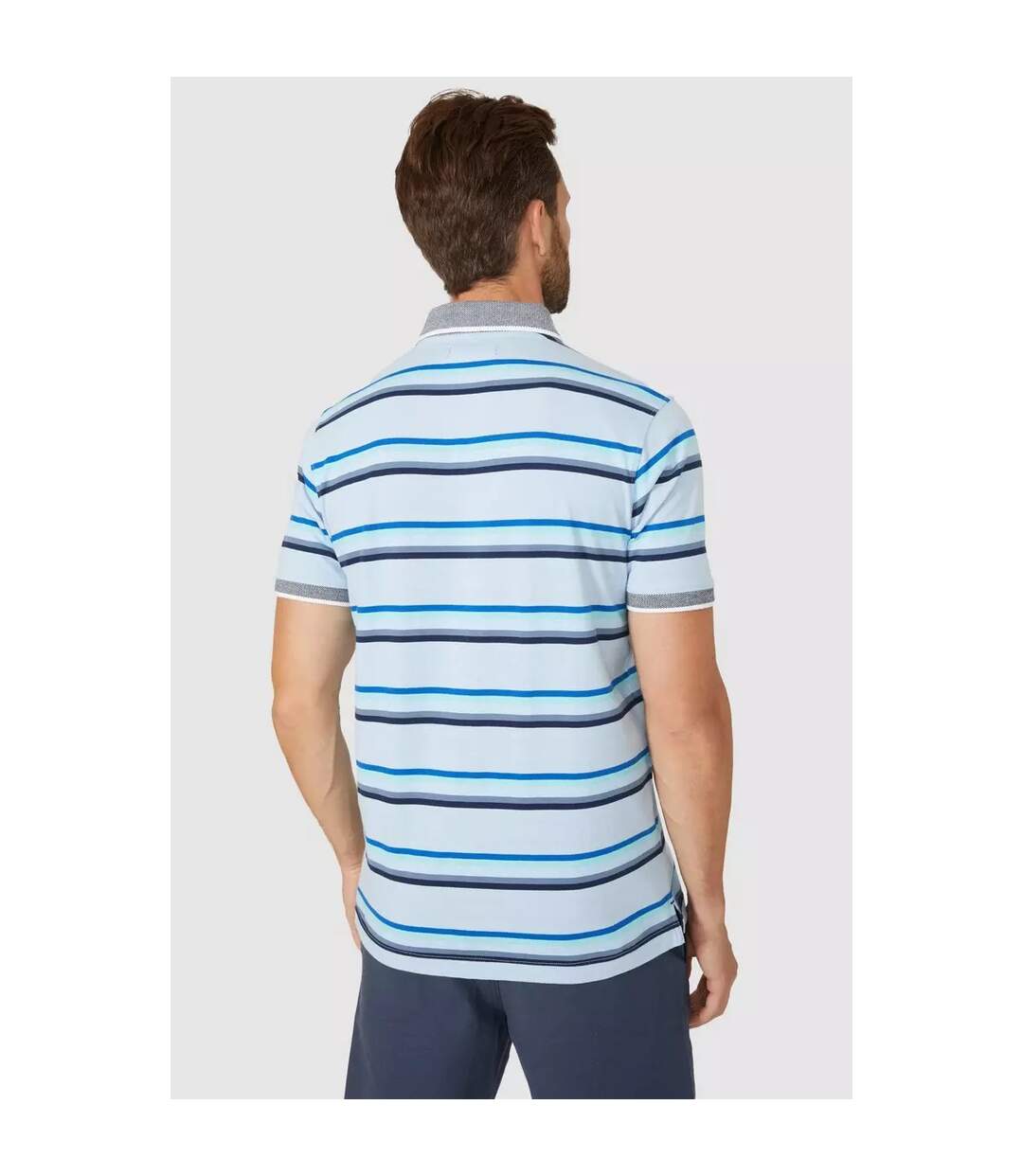 Maine Mens Varied Stripe Short-Sleeved Polo Shirt (Light Blue)