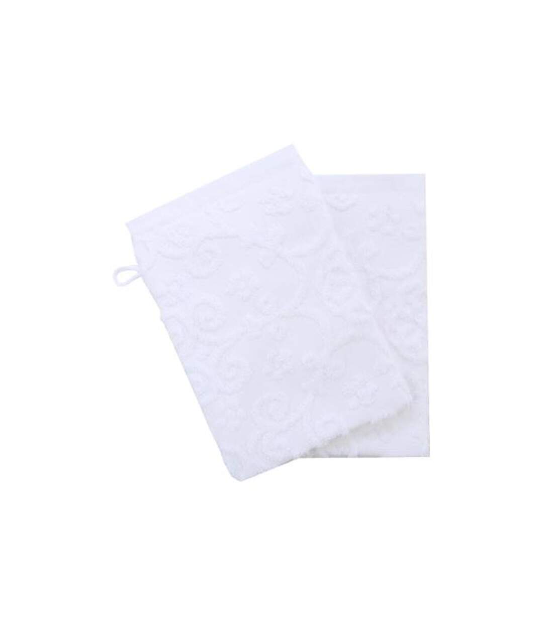 Lot de 2 Gants de Toilette Esprit de Campagne 15x21cm Blanc