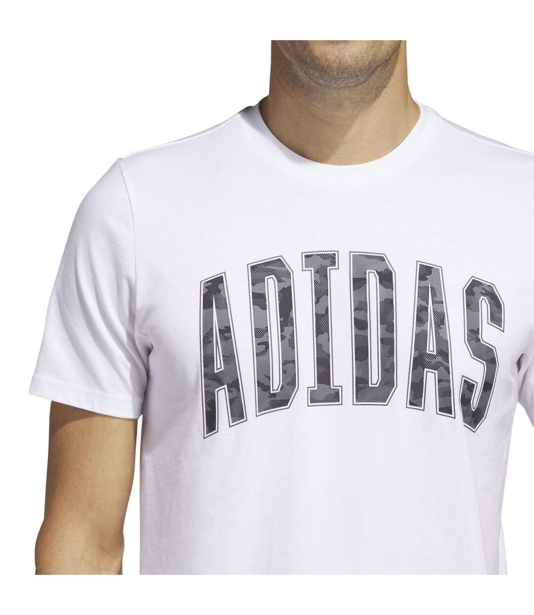 Mens Camo Cotton Regular T-shirt White Adidas-4