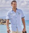 Men's Blue Slub Poplin Shirt Atlas For Men