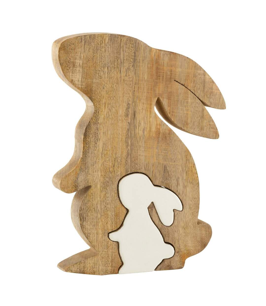 Statuette Déco Lapin de Profil 30cm Naturel-1
