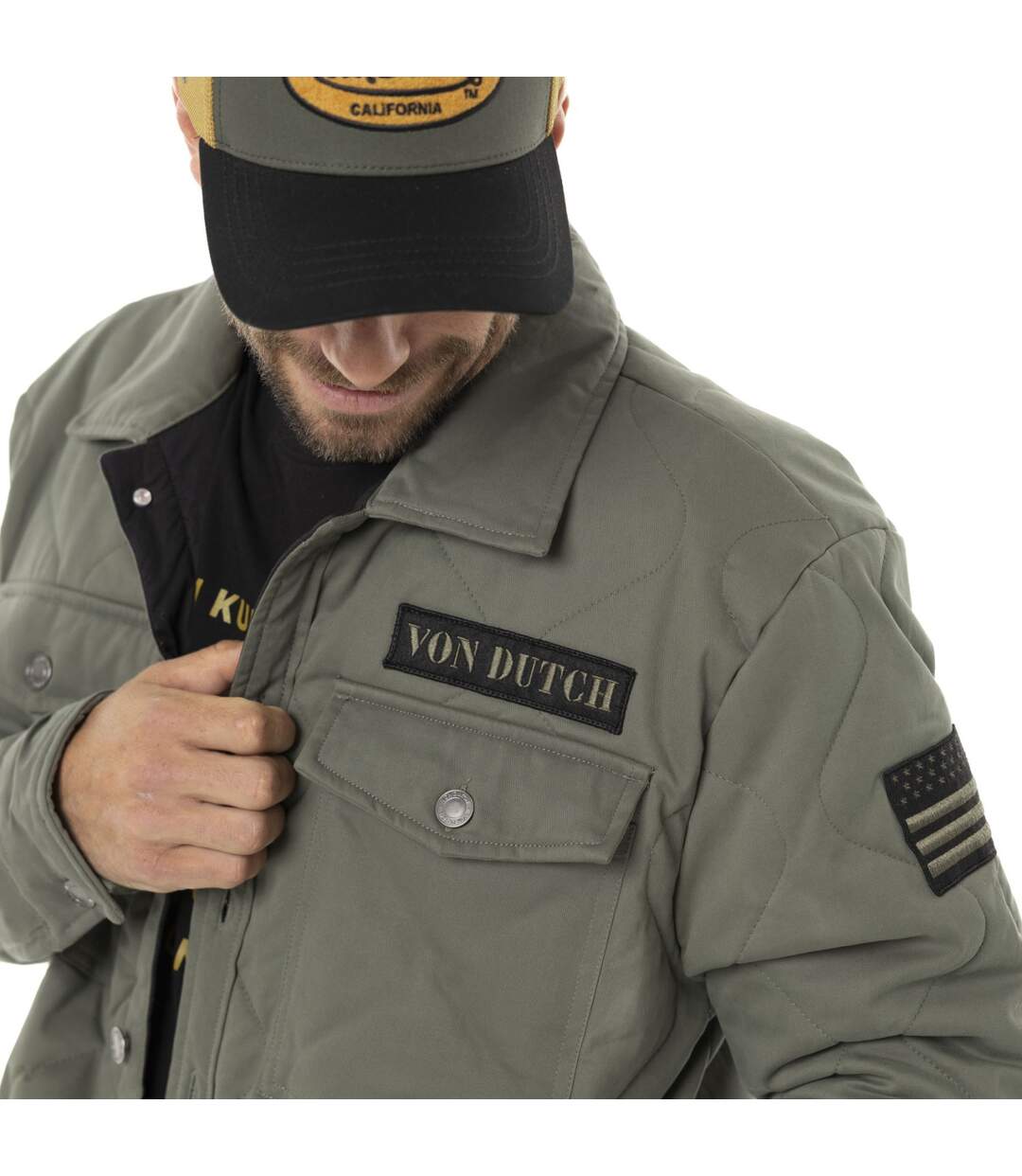 Veste militaire homme en coton avec surpiqûres et patchs Harper Vondutch-2