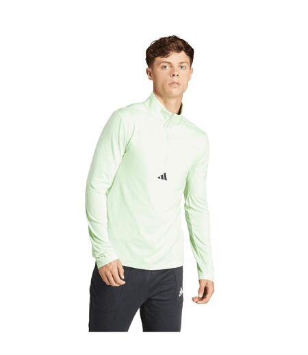 Mens Quarter Zip Workout Track Top Green Black Adidas