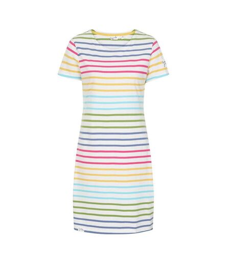 Womens/ladies Striped T-shirt Dress Rainbow Lazy Jacks