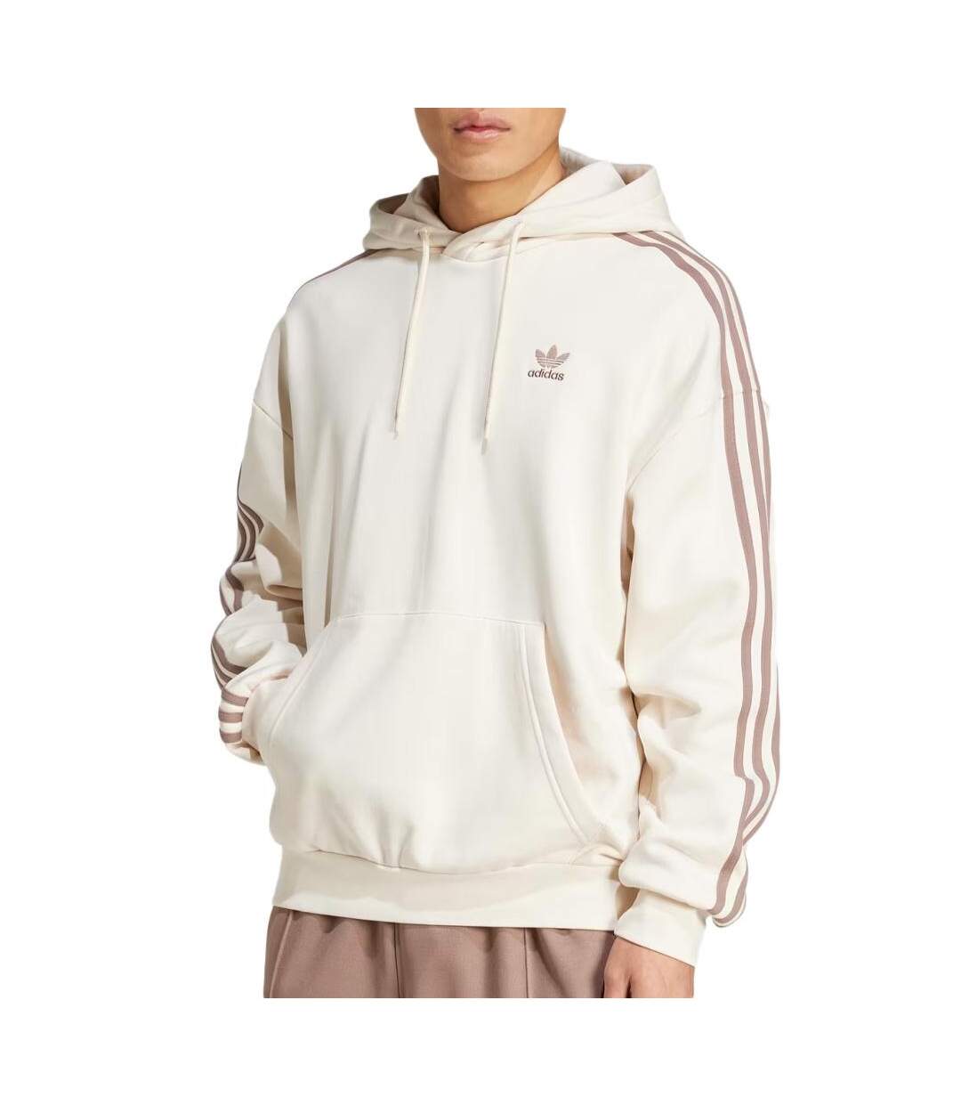 Sweat à capuche écru/marron homme adidas baggy hoodie-1