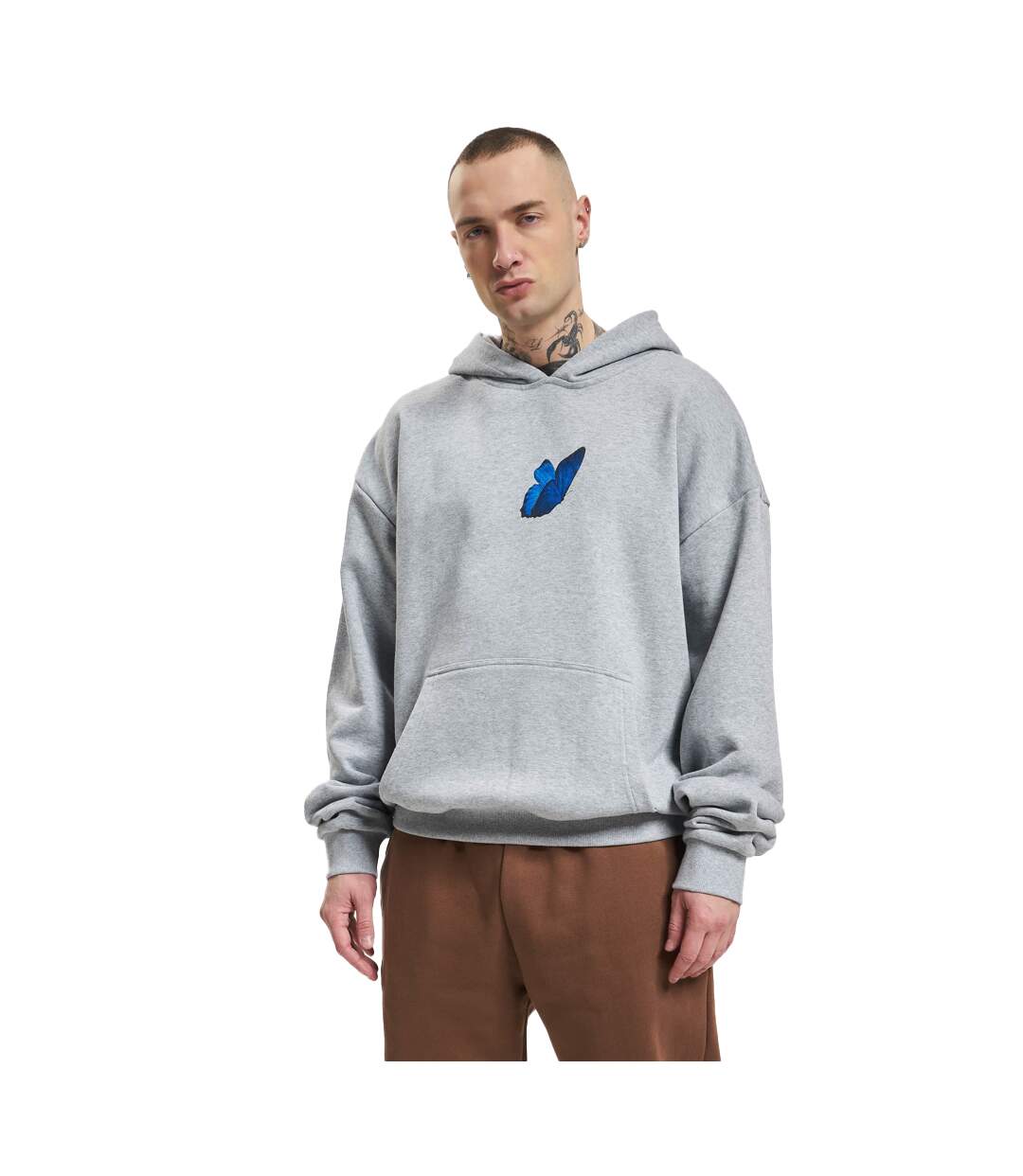 Sweat À Capuche Le Papillon Homme Gris Mister Tee-1