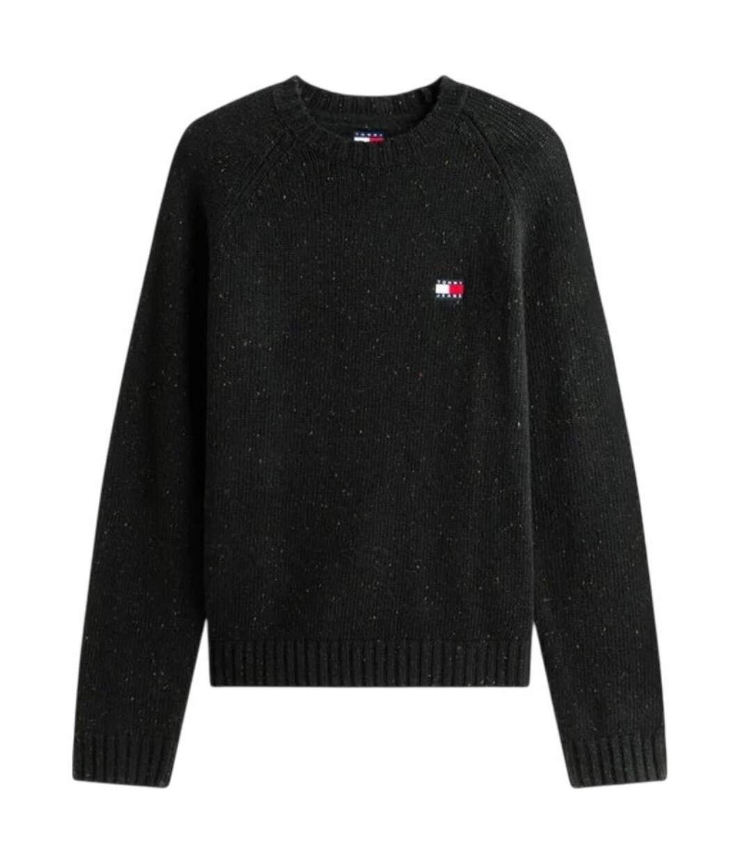 Mens Badge Knitted Crew Neck Sweatshirt Black Tommy Jeans-2