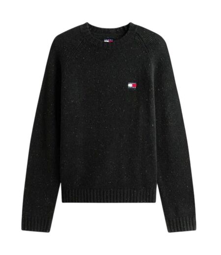 Mens Badge Knitted Crew Neck Sweatshirt Black Tommy Jeans