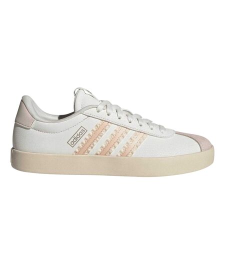 Womens/ladies Vl Court 3.0 Suede Trainers White Pink Metallic Adidas