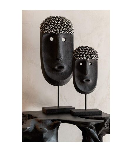 Statue Déco Masque Ethnique 34cm Noir