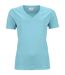 t-shirt respirant femme col V - running - JN735 - bleu pacifique