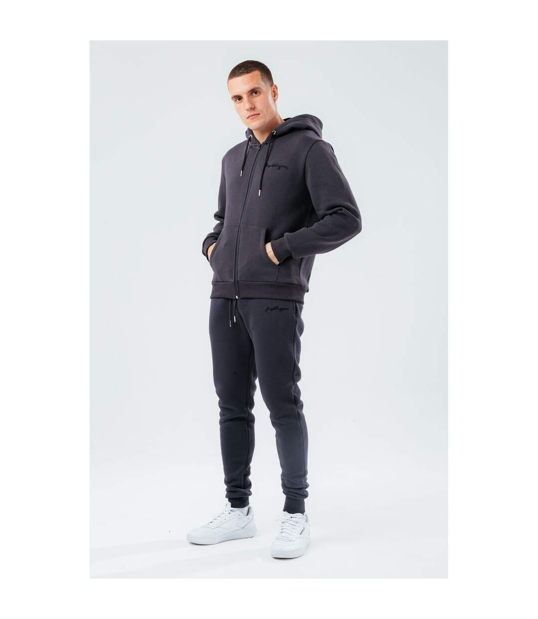 Hype Mens Zipped Oversized Hoodie (Charcoal)