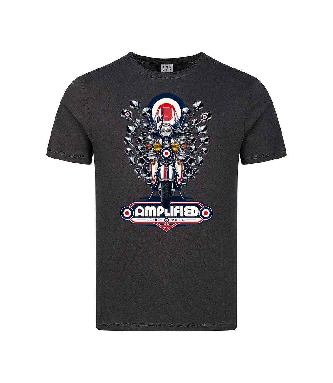 Unisex Adult Scooter Mod Target T-shirt Charcoal Amplified-1