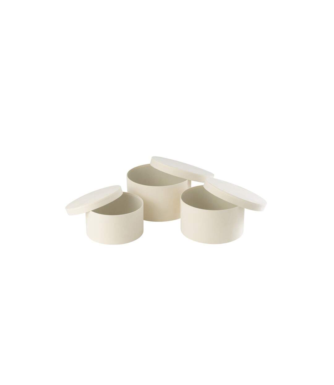 Lot de 3 Boîtes de Rangement Rondes Plates Vaughn 32cm Blanc-3