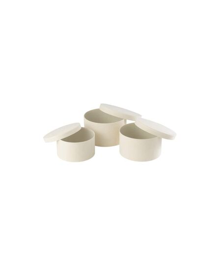 Lot de 3 Boîtes de Rangement Rondes Plates Vaughn 32cm Blanc