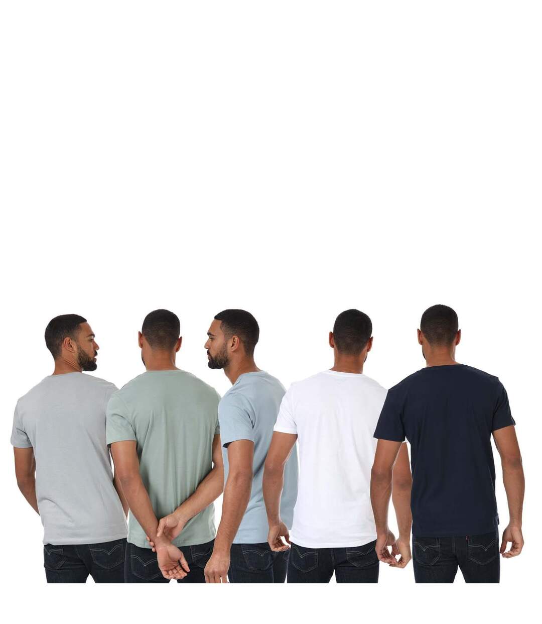 Pack Of 5  Mens Crew Neck T-shirt  Blue Multicoloured Jack And Jones-2