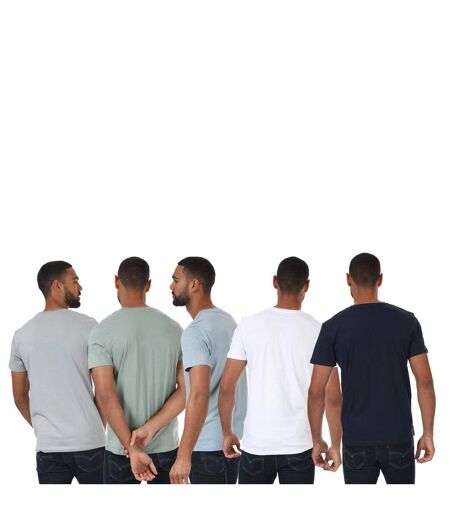 Pack Of 5  Mens Crew Neck T-shirt  Blue Multicoloured Jack And Jones