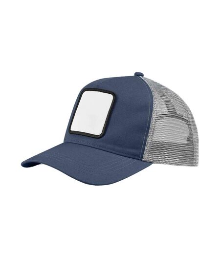 Unisex Adult 5 Panel Appliqué Patch Trucker Cap Slate Blue Light Grey Beechfield