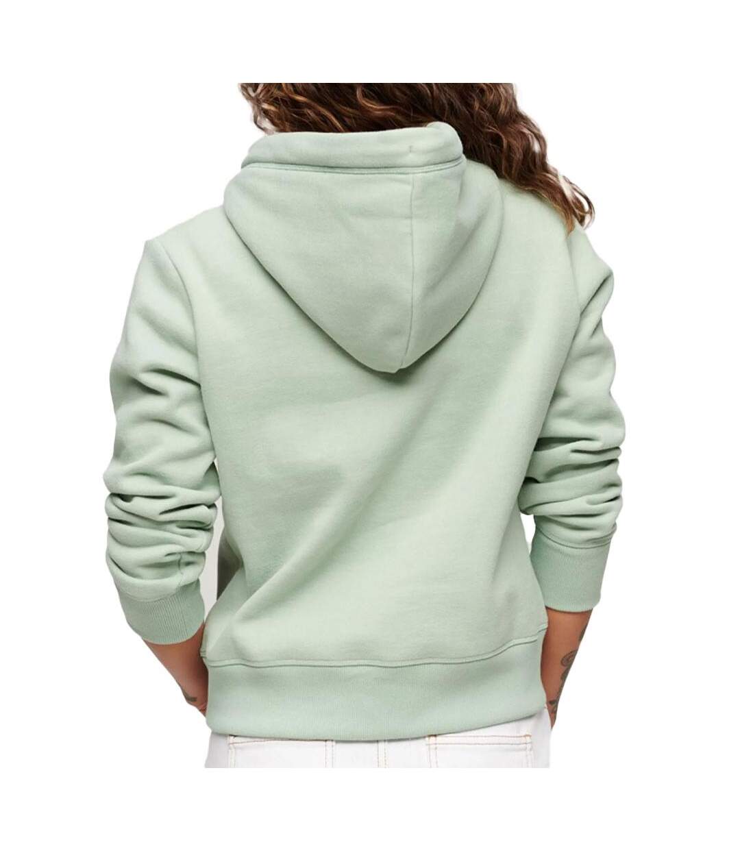 Sweat Capuche Vert Femme Superdry Essential Logo - S