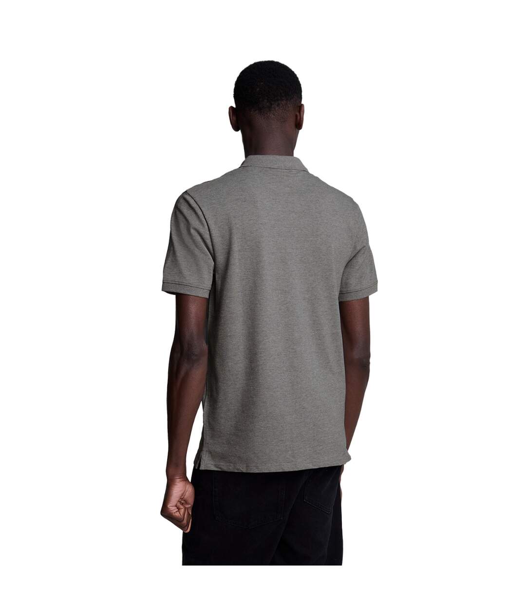 Polo uni pour hommes gris moyen marl Lyle & Scott-2