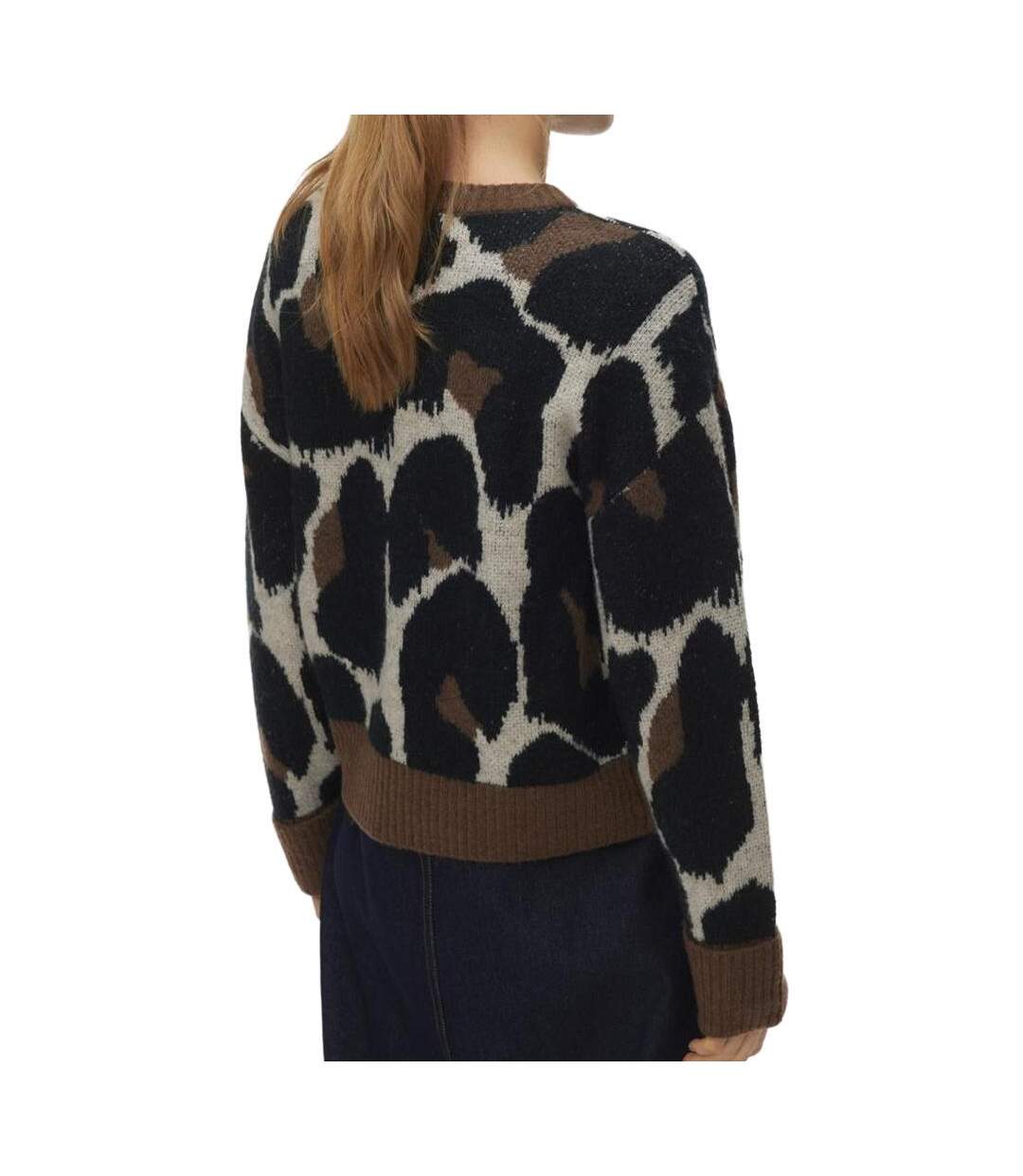 Pull noir/marron femme vero moda leonie-2