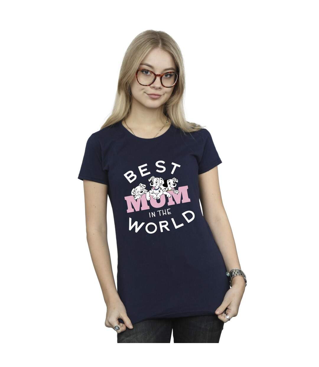 Disney - T-shirt DALMATIANS BEST MUM IN THE WORLD - Femme (Bleu marine) - UTBI22995-2