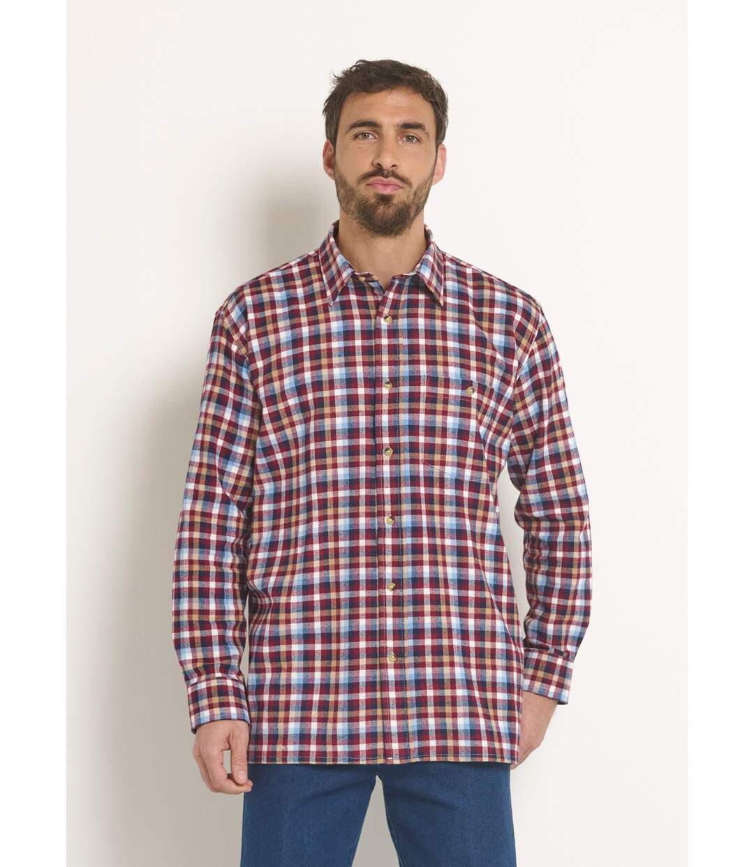 Chemise à carreaux en flanelle chaude-1