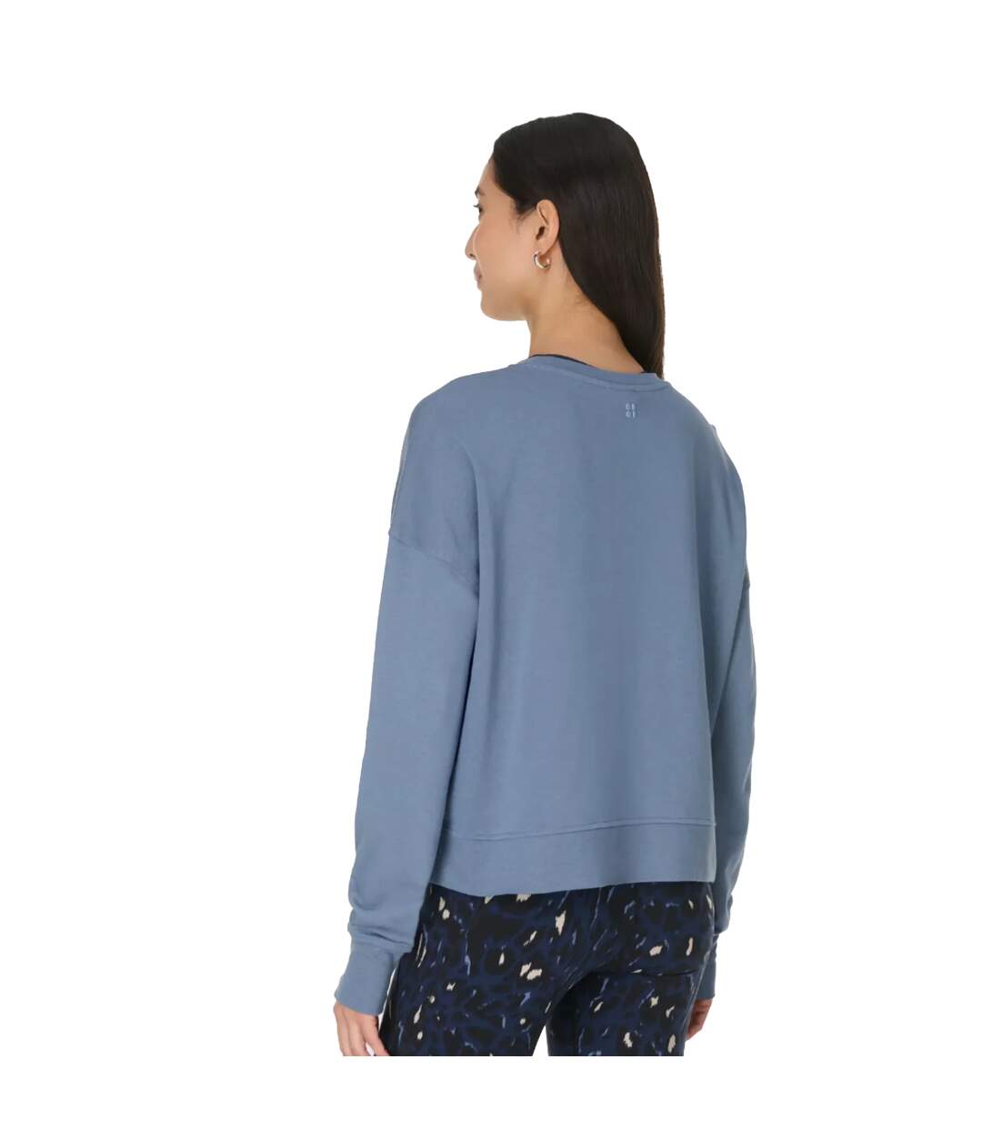 Womens/ladies After Class Long-sleeved Crop Sweatshirt Luxe Blue Sweaty Betty-4