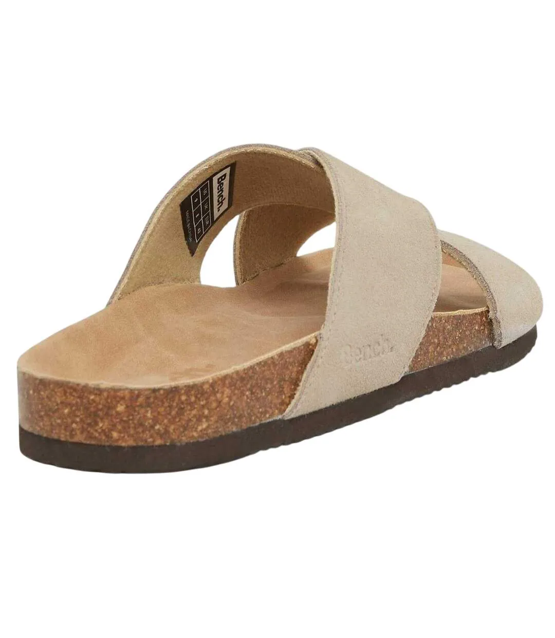 Unisex Adult Peel Open Suede Slides Taupe Bench-2