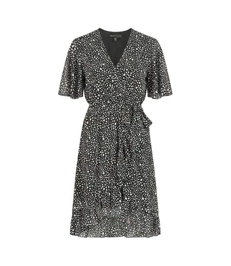 Robe Portefeuille Motif/style À Pois Femme Noir Mela London