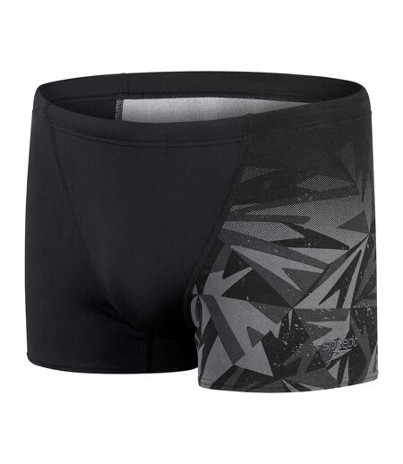 Mens Geometric Swim Shorts Black Grey Speedo