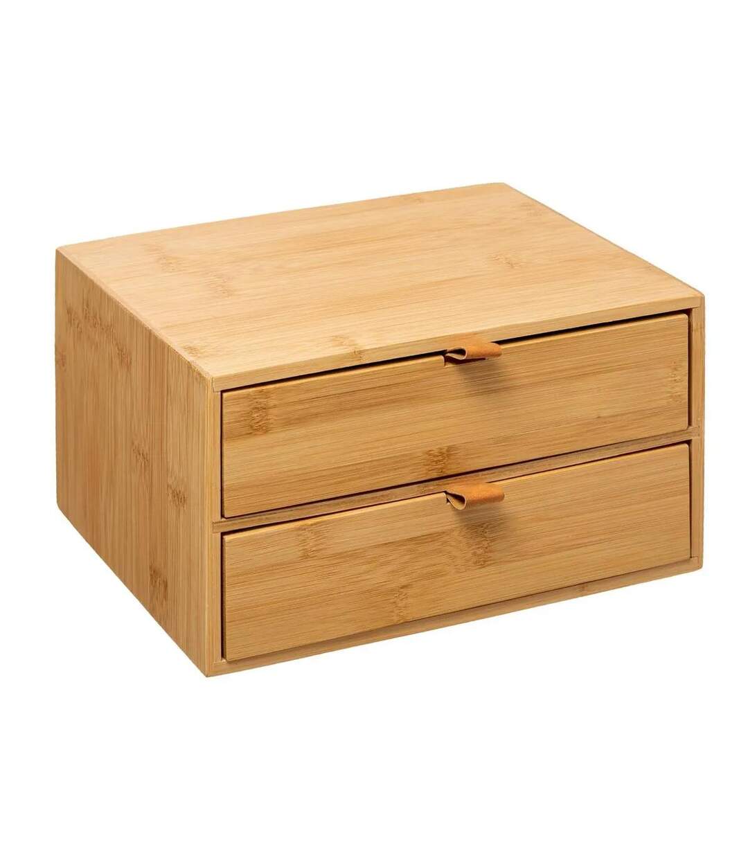Boîte Déco 2 Tiroirs Bambou 25cm Naturel-1