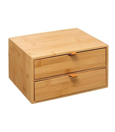 Boîte Déco 2 Tiroirs Bambou 25cm Naturel