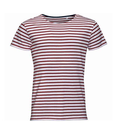 SOLS Mens Miles Striped Short Sleeve T-Shirt (White/Red) - UTPC2584