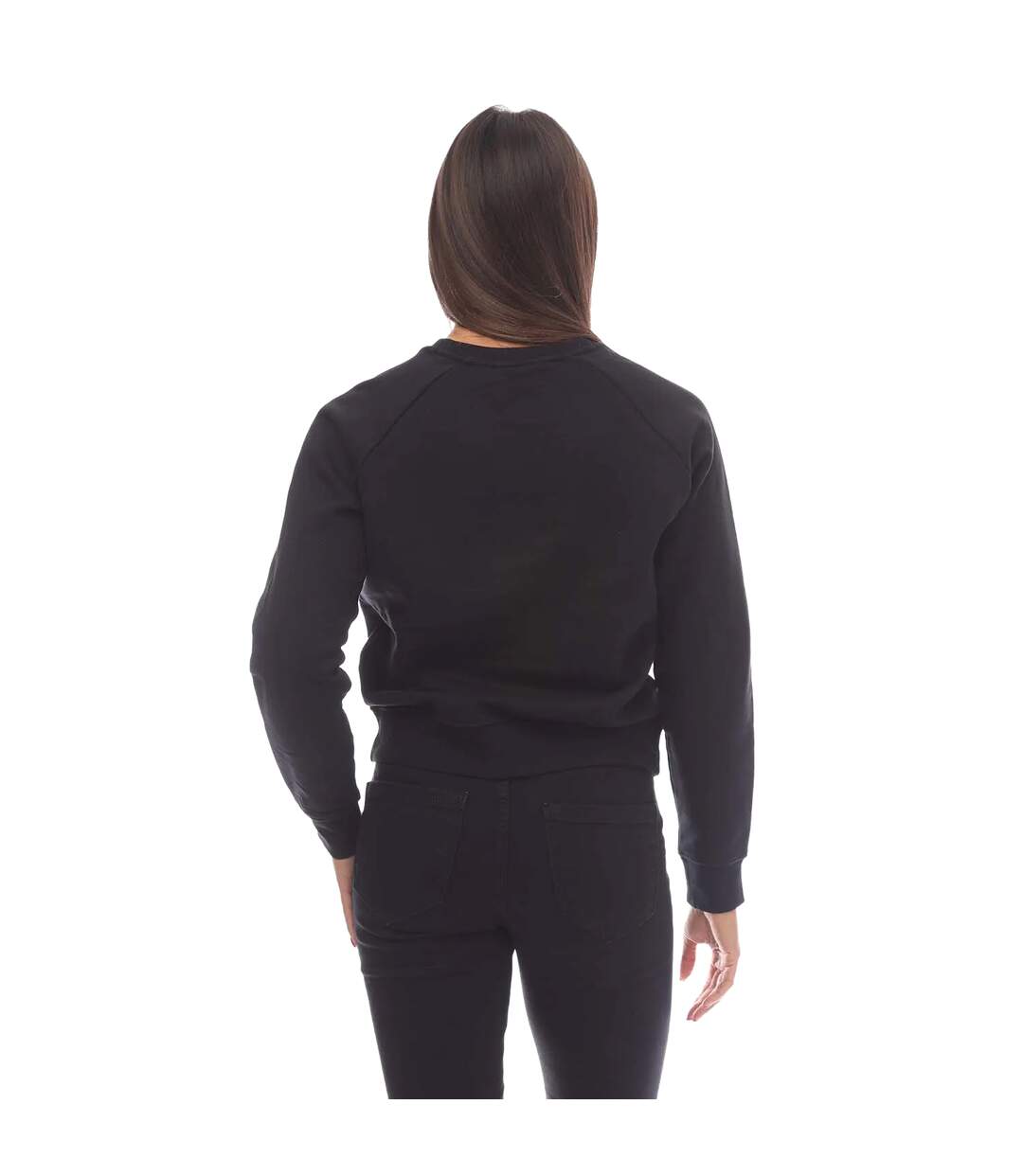 Womens/ladies essentials crew neck regular sweatshirt black SikSilk-2