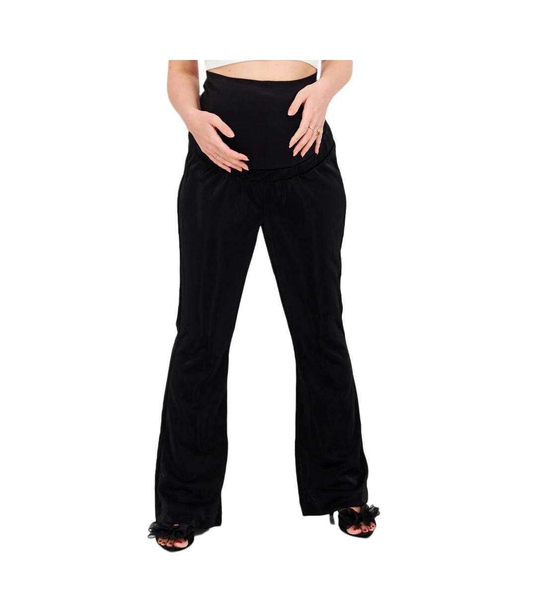 Pantalon de Grossesse Noir Femme Vero Moda Maternity Kamma Flared - L-1