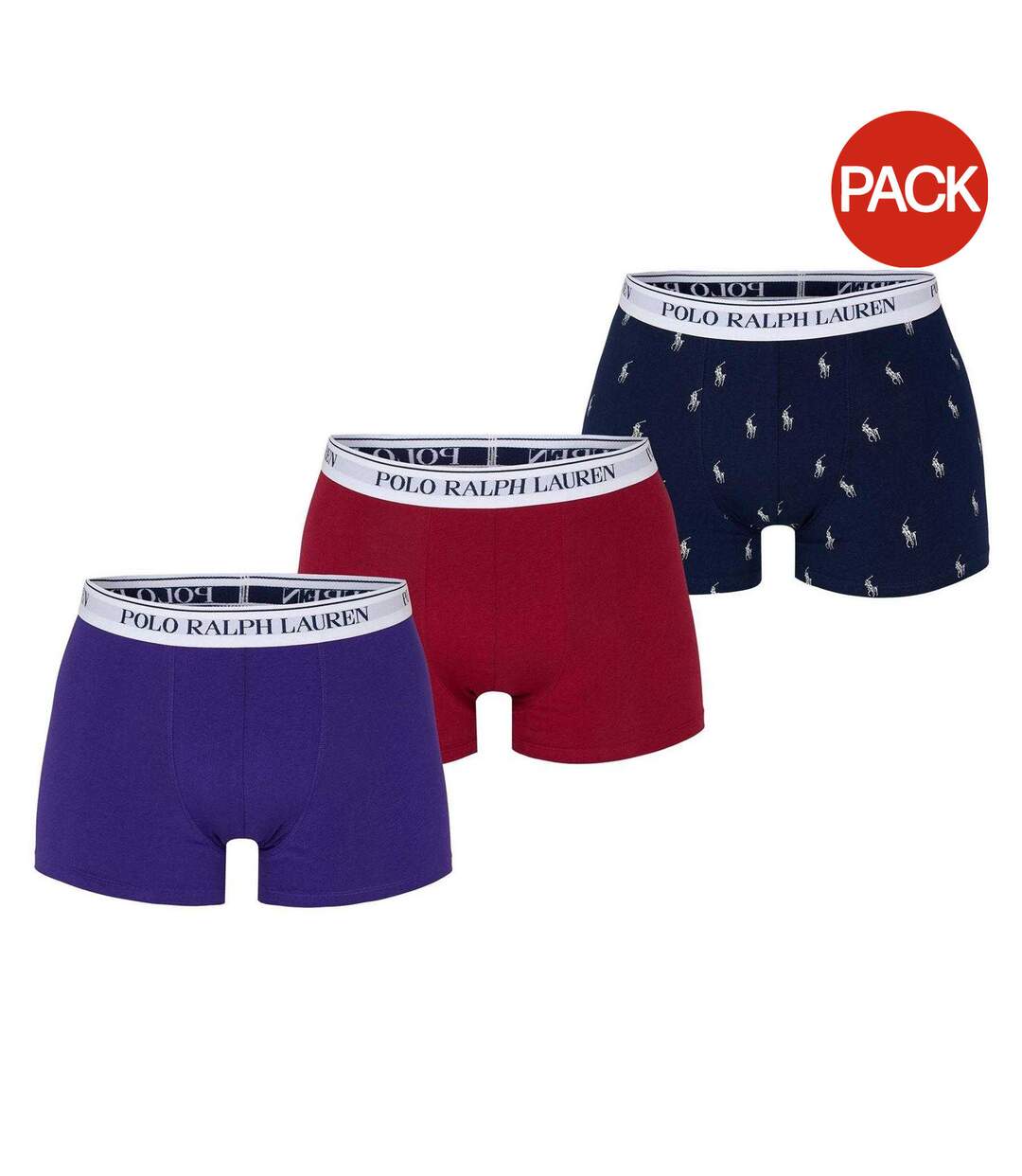 Lot De 3  Boxers Homme Violet Rouge Ralph Lauren-1