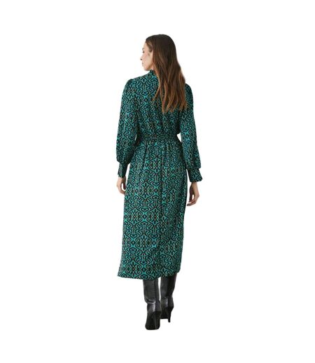 Principles Womens/Ladies Damask Shirred Waist Midi Dress (Teal/Black) - UTDH6448