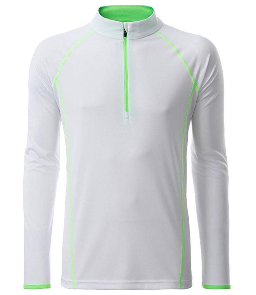 Maillot running respirant manches longues - Homme - JN498 - blanc et vert vif