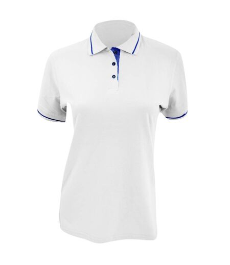 Polo à manches courtes  st. Mellion pour femme blanc/bleu marine Kustom Kit