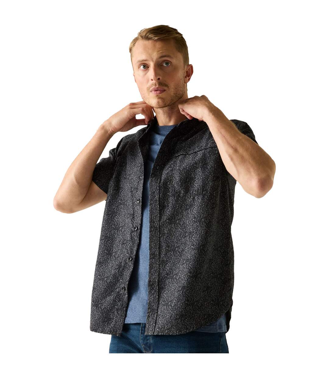 Chemise Motif/style Texturé Mindano Homme Gris Clair Regatta-1