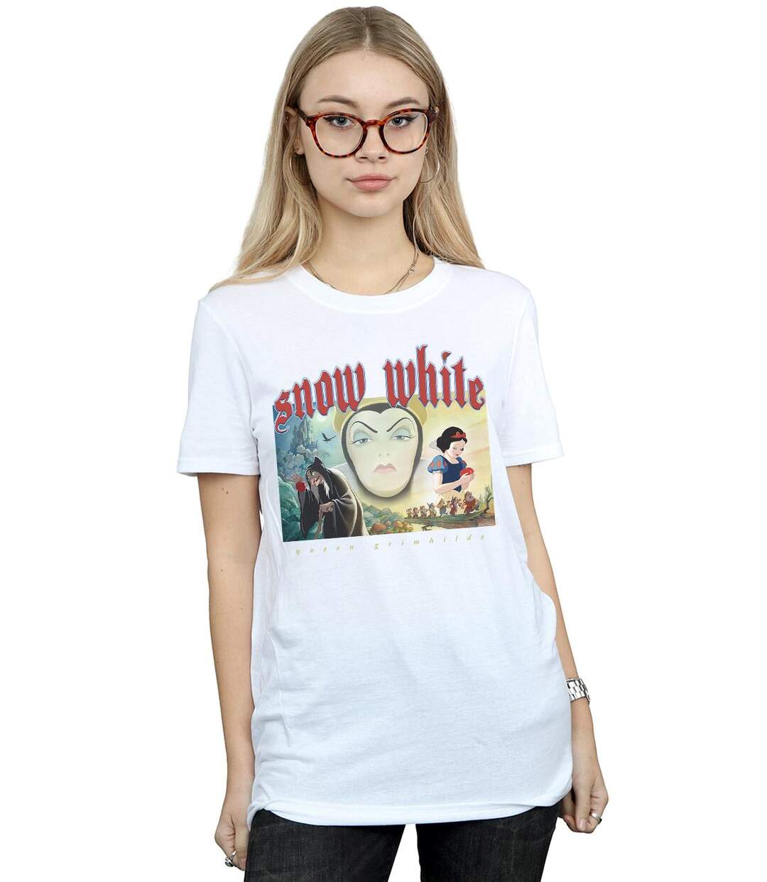 Disney - T-shirt SNOW WHITE AND QUEEN GRIMHILDE - Femme (Blanc) - UTBI17089-2