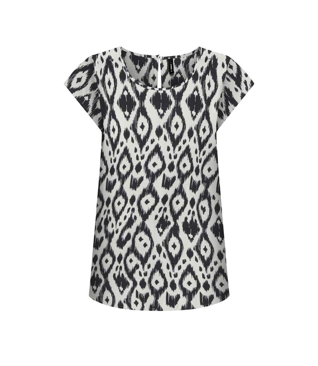 Blouse blanche/noir à motifs femme only nova - 34-1