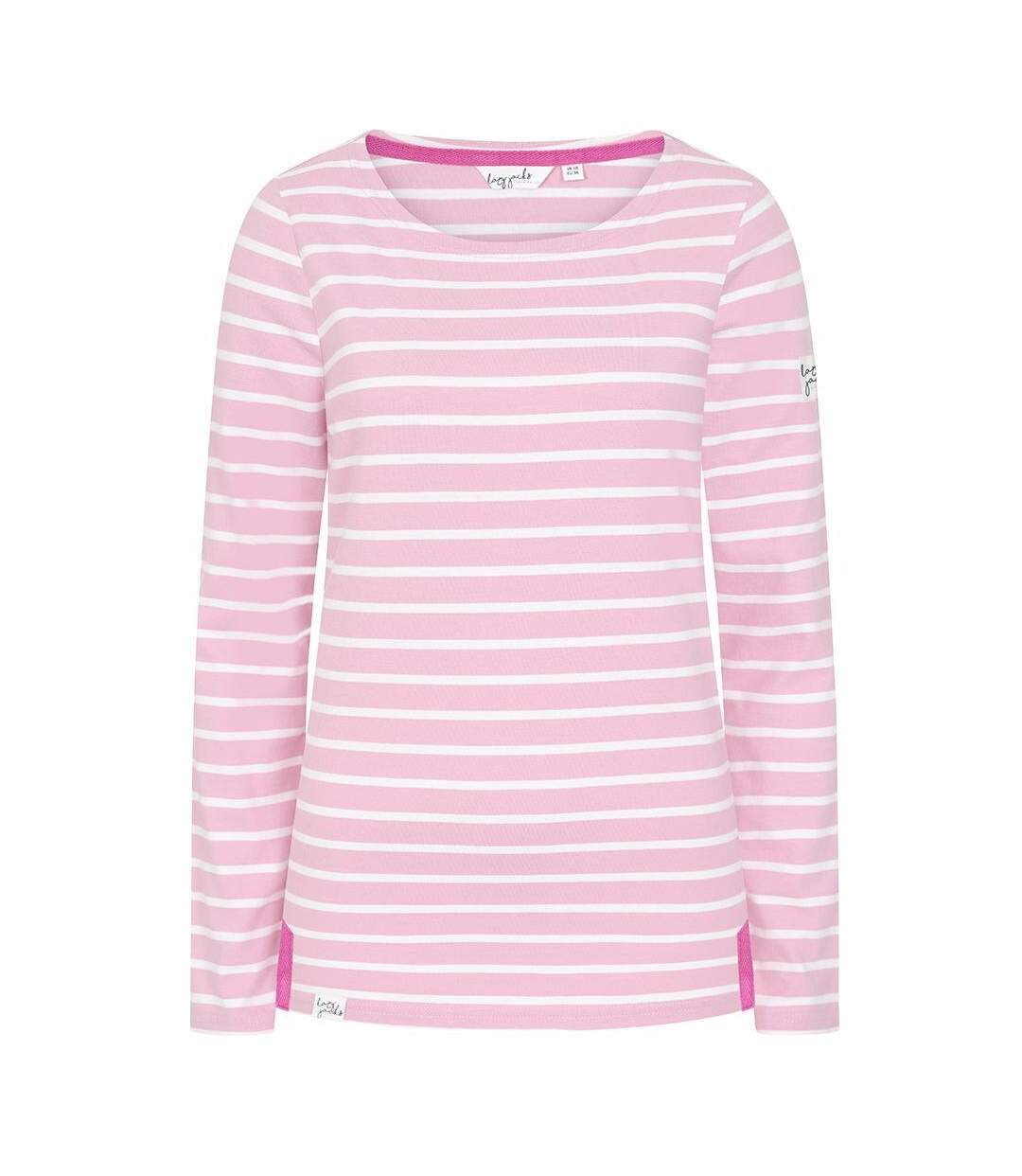 Womens/ladies Breton Long-sleeved Top Pink Lazy Jacks-1