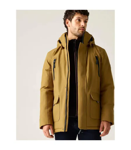Veste Imperméable, Unie Et Isolante À Capuche Marron Homme Marron Jaune Regatta