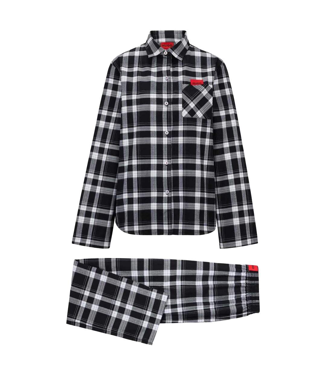 Ensemble De Pyjama Long Flannel Femme Gris Noir Hugo-1